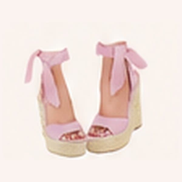 Pink Lace-Up Espadrille Wedges